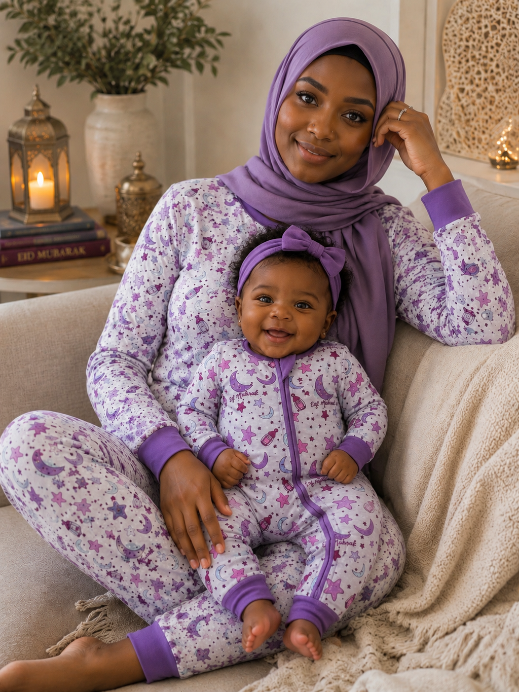 Purple Moon Mommy + Me Pajama Set
